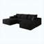 Canapé modulaire 107 po en velours côtelé noir avec 1 repose-pieds, canapé en U moderne, aucun assemblage requis-131579462