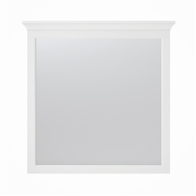 Hollis Wood Flat Wall Mirror, White, 32" x 32"
