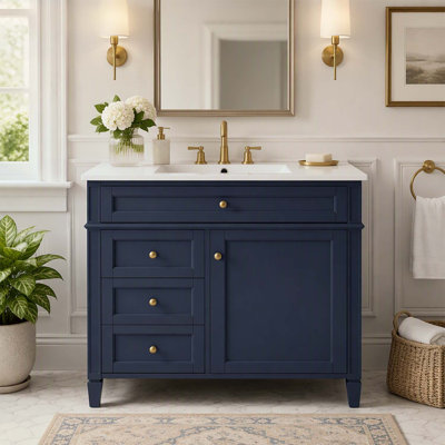 Meuble-lavabo moderne de 36 pouces avec lavabo supérieur, grand espace de rangement et design minimaliste élégant pour une utilisation efficace de l'espace.