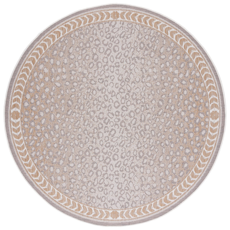 Mooresville Animal Print Taupe Indoor / Outdoor Area Indoor/Outdoor Area Rug, Round 5'3"
