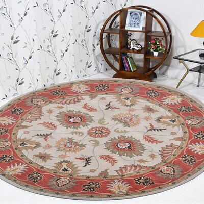 Hauke HAND TUFTED WOOL ECO-FRIENDLY AREA RUGS, Cream Red Color, Oriental Design -  Get My Rugs LLC, K00106T0926C13