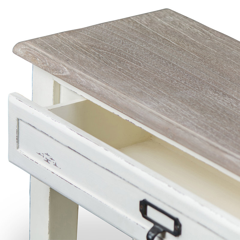 Kailey Console Table, Light Brown/White Streaks, Distressed White