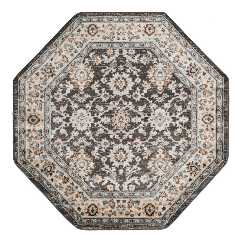 Arends Floral Indoor Rug, Octagon 5'3" x 5'3"
