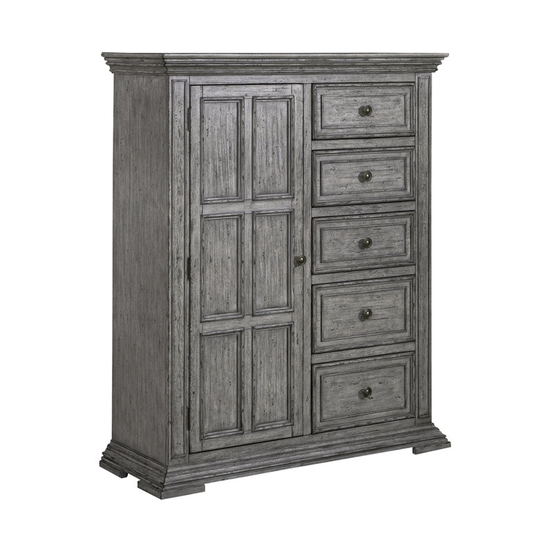 Temple Cloud 5 Drawer Door Chest w/ Adjustable Shelves, Gray