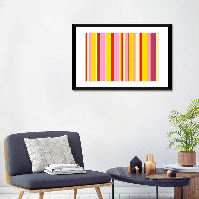 Falsterbo «Striped» - impression sur toile tendue, Papier d'art encadré noir, Blanc, L 24 po x H 16 po x P 1 po