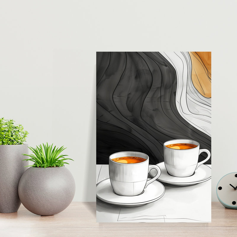 «Warm Coffee Waves», art mural contemporain, 18" H x 12" W
