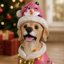 Statue de Noël Labrador Retriever, figurine de chien des Fêtes en tenue de père Noël pour la décoration intérieure