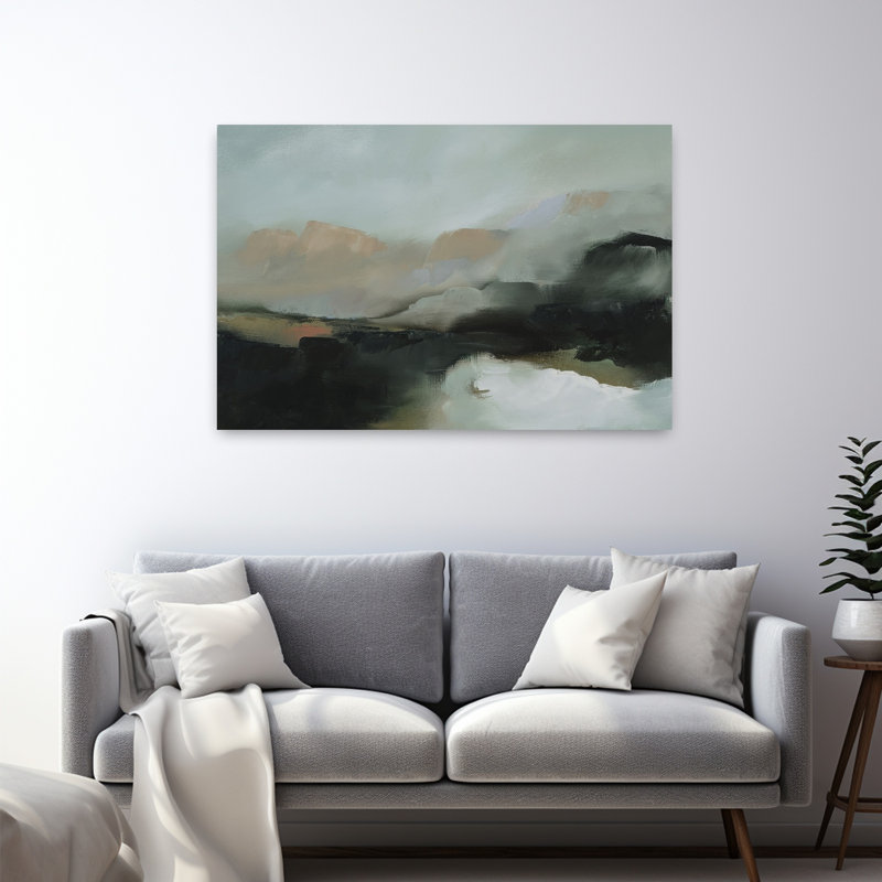 Paysage de montagne abstrait contemporain, H 48 po x l 32 po