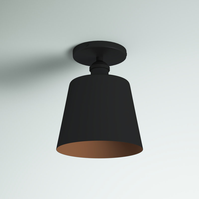 Plafonnier semi-encastré 1 lumière Annette, Accents noir et or, H 9 po x l 7,25 po x P 7,25 po