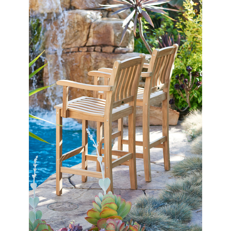 30" Teak Patio Bar Stool