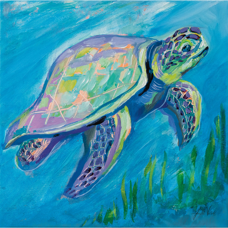Sea Turtle Swim - Wrapped Canvas Painting, 51cm H x 51cm W