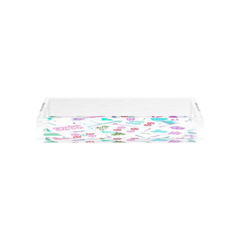 Mahjong Acrylic Decorative Tray, Lively, 12.5"W x 7.75"D x 2"H, Rectangle