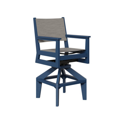 Fauteuil de bar pivotant bleu marine avec tissu Mica Pearl Berlin