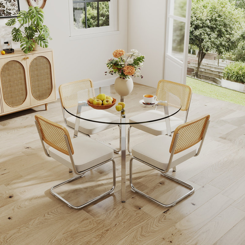 Ensemble de salle à manger 5 pièces, H 29,5 po x L 36 po x l 36 po, Beige