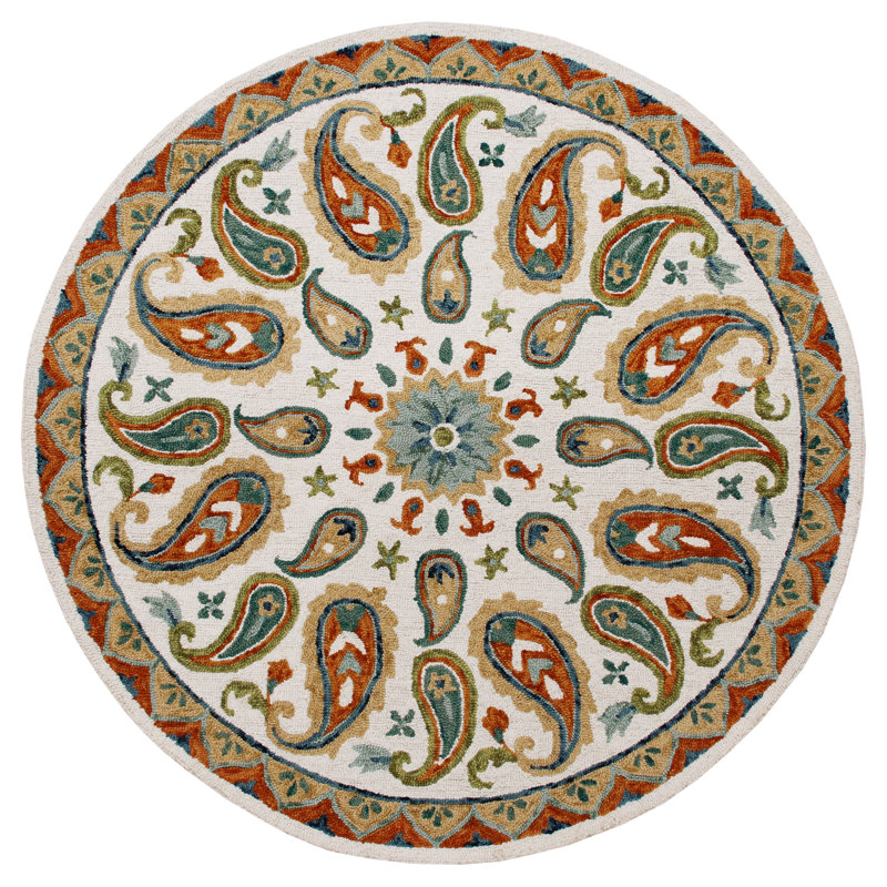 Tapis cachemire rond 7 pi, Round 7'