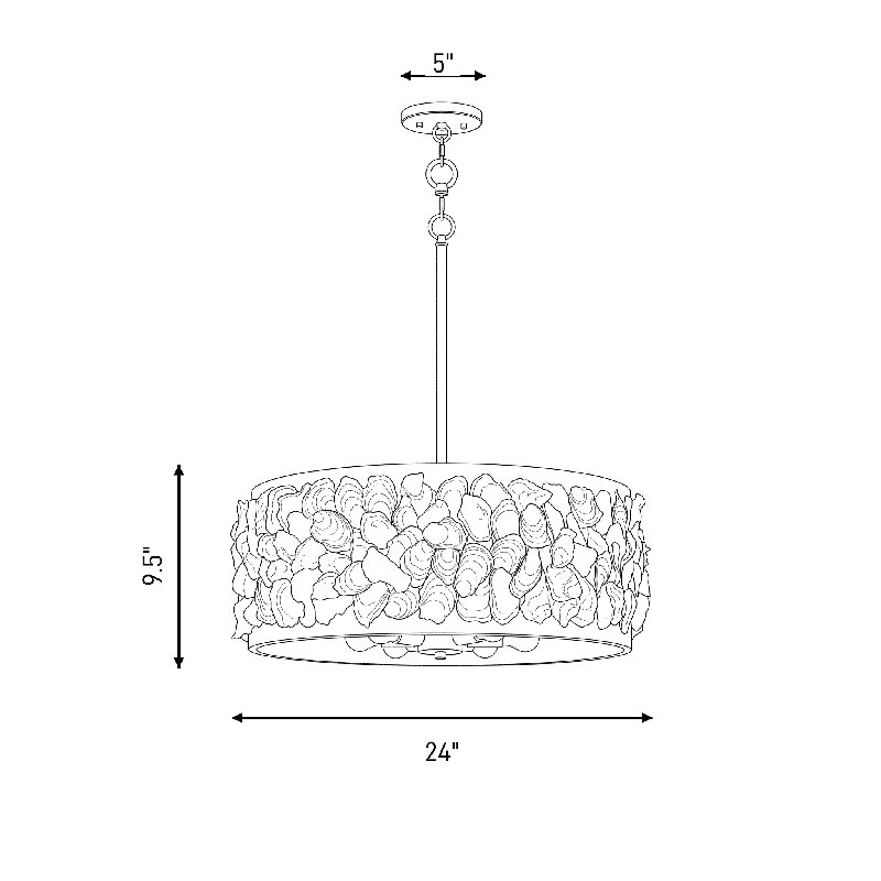 Leanne 6-Light Pendant in Chandon by Breegan Jane, 9.5"H x 24"W, 4