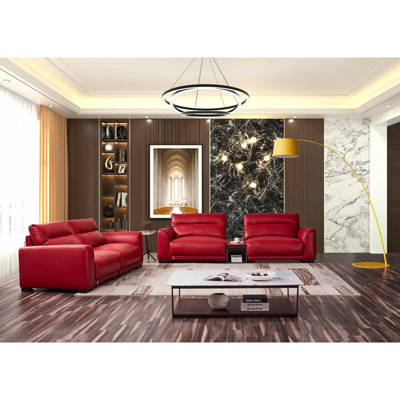 Canapé à accoudoirs arrondis en cuir véritable 40 95 po 40