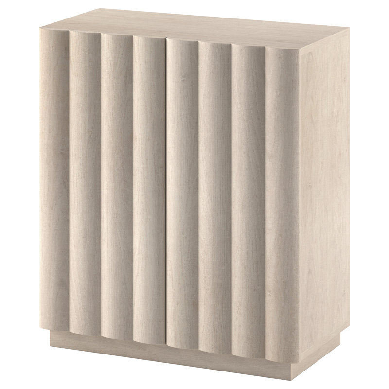 Armoire d'appoint cannelée rectangulaire en aulne de 28 po de large Molly, Alder White