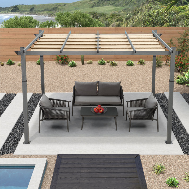 4m x 3m Aluminium Pergola, Khaki