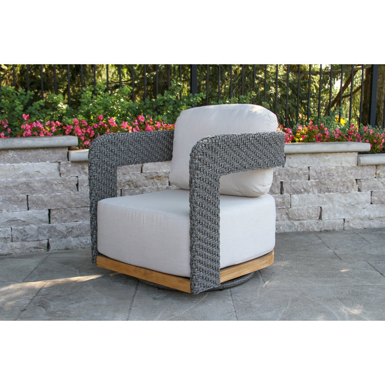 3 Pc. Modern Wicker Swivel Seating Group With Matching Accent Table