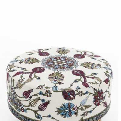 Tuffet élégant en velours avec pieds en bois de hêtre, 25,6 po x 15,7 po x 25,6 po | 100% velours, facile à nettoyer | Capacité de poids de 150 lb, densité de mousse de 1,6 lb | Parfait pour un décor traditionnel et rustique, un design multicolore pour les thèmes du printemps et de la nature