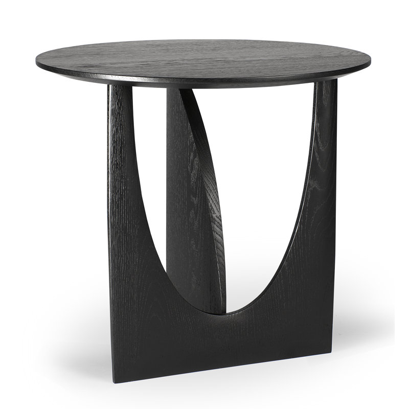 Geometric Solid Wood End Table, Black