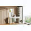 Meuble-lavabo polyvalent avec miroir rabattable, station de charge, 8 compartiments cachés et rangement
