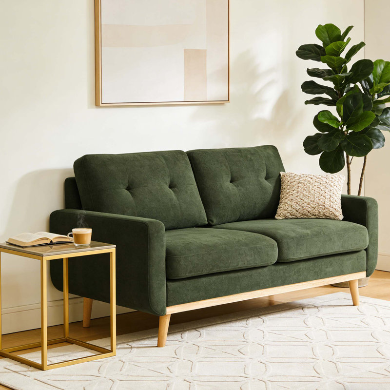 Causeuse 67 po Mid-Century Modern, Vert