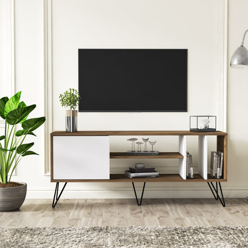 Meuble télé pour téléviseur de 60 po ou moins Umaima, Noyer / Blanc