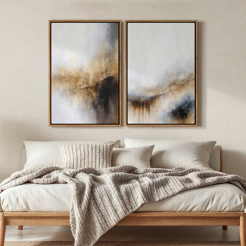 Art mural encadré sur toile, rétro muraux abstraits pour chambre à coucher, H 24 po x l 16 po, Naturel