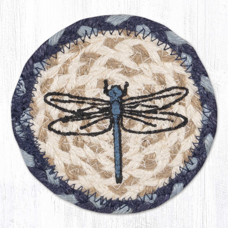 Mélange de coton carré en forme de sous-sol à motif de libellules H 5 po Earth Rugs, Dragonfly