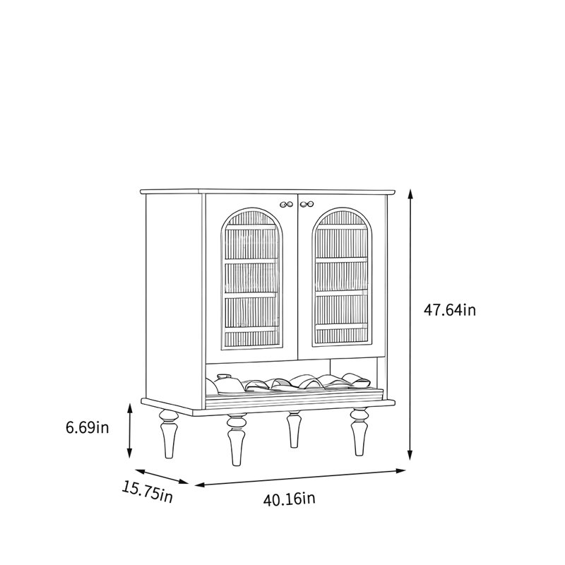 Large-capacity simple storage cabinet, Ivory, 47.64" H x 40.16" W x 15.75" D