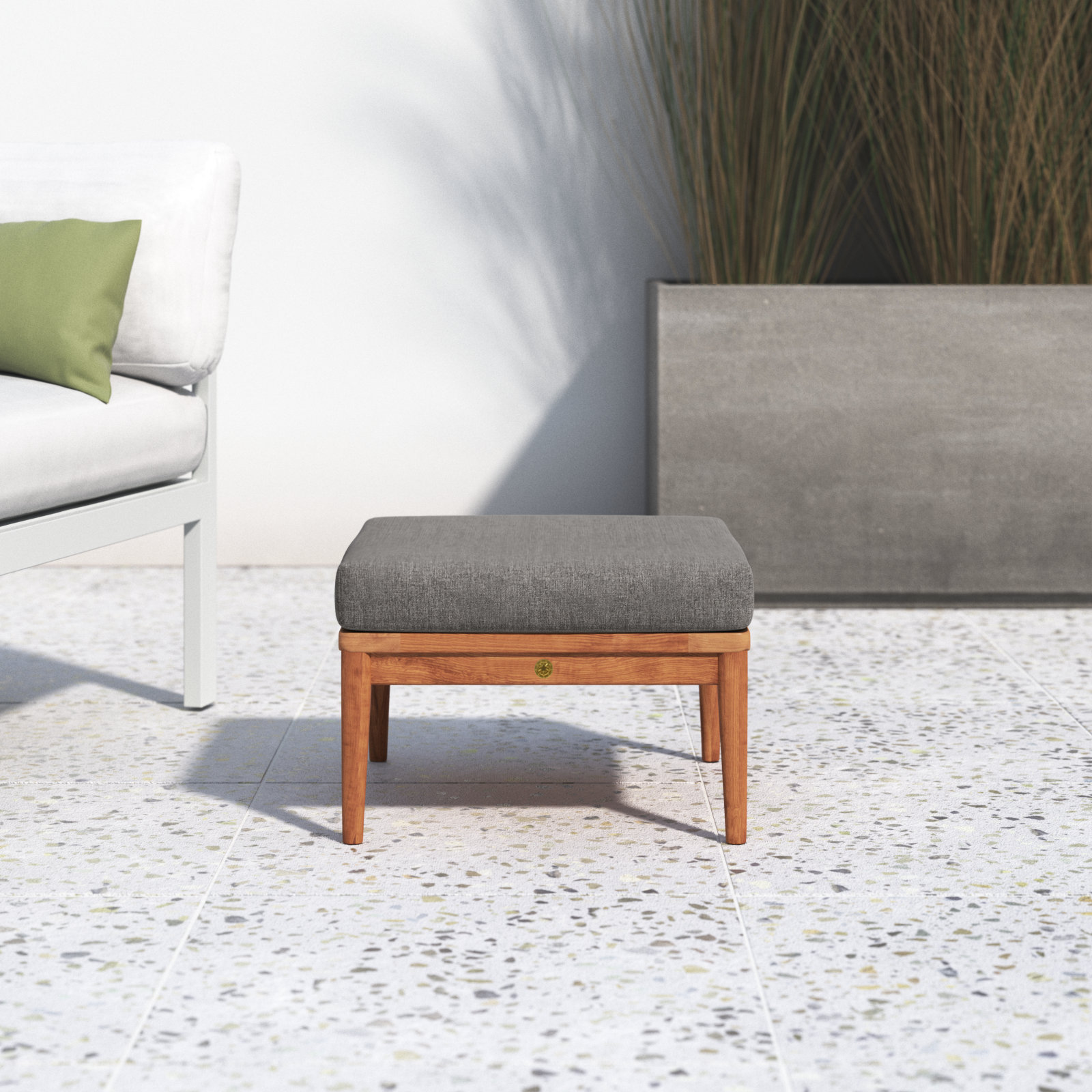 Tempo Teak Outdoor Ottoman with Cushion