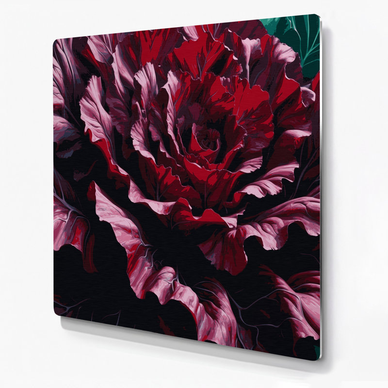 Légumes, feuilles, feuilles rouges, art mural en métal noir, H 12 po x l 12 po