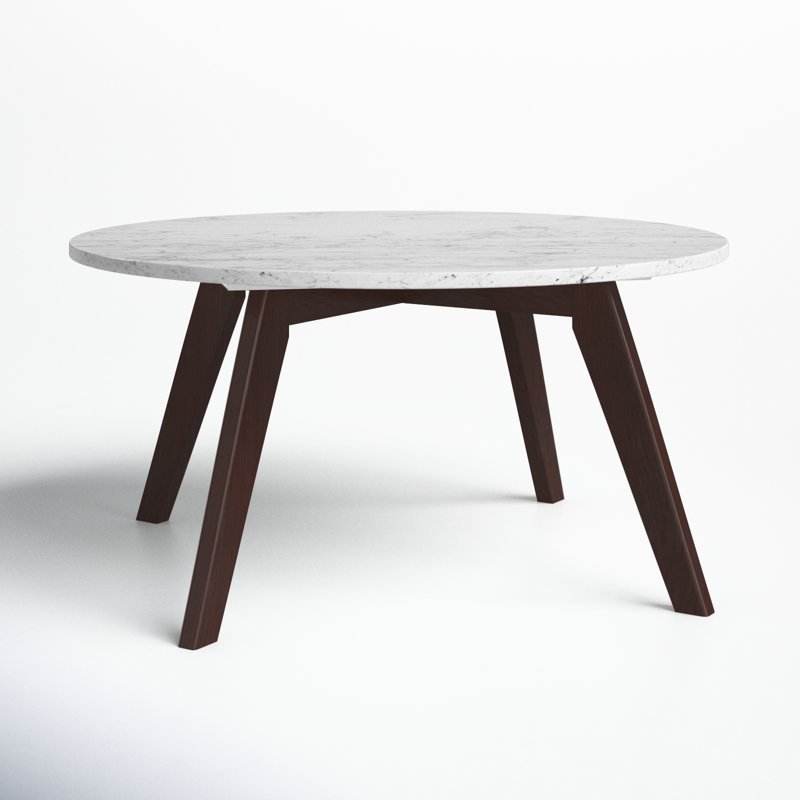 Enzo Genuine Marble Coffee Table, Walnut