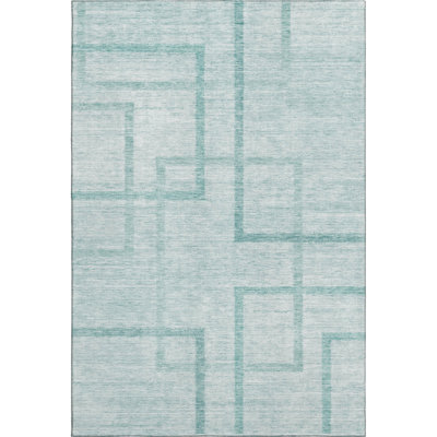 Premium Machine Washable Prisco Teal Rug