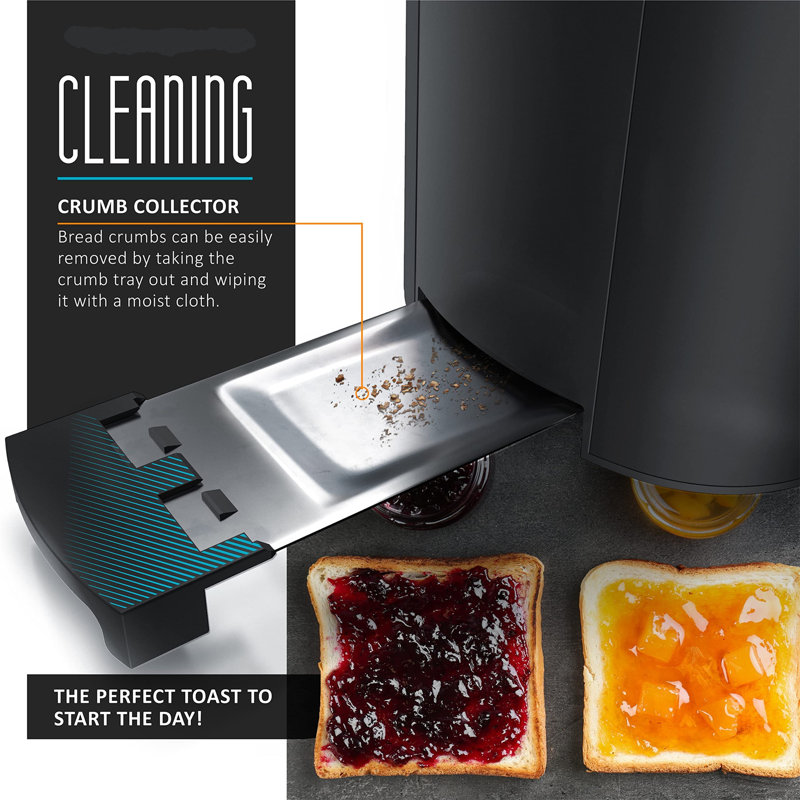 4 Slice Long Slot Toaster, Double Wall Housing, With Warming Rack, 6 Browning Settings, Auto Bread Centring, Reheat Defrost Cancel Function, Remaining Time Display