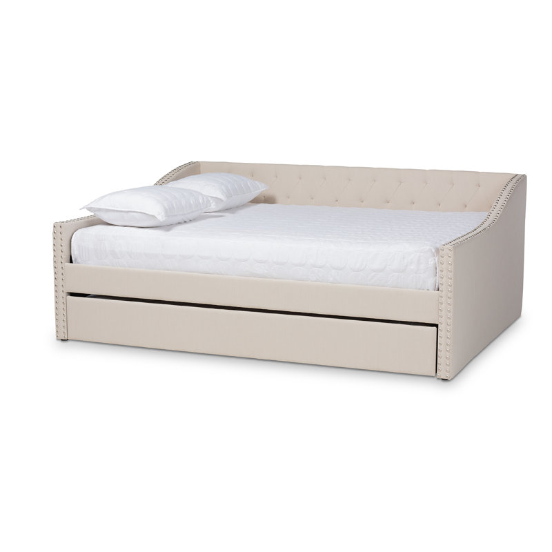 Lit de jour avec couchette Johnvincent, Grand, Lit gigogne inclus, Beige