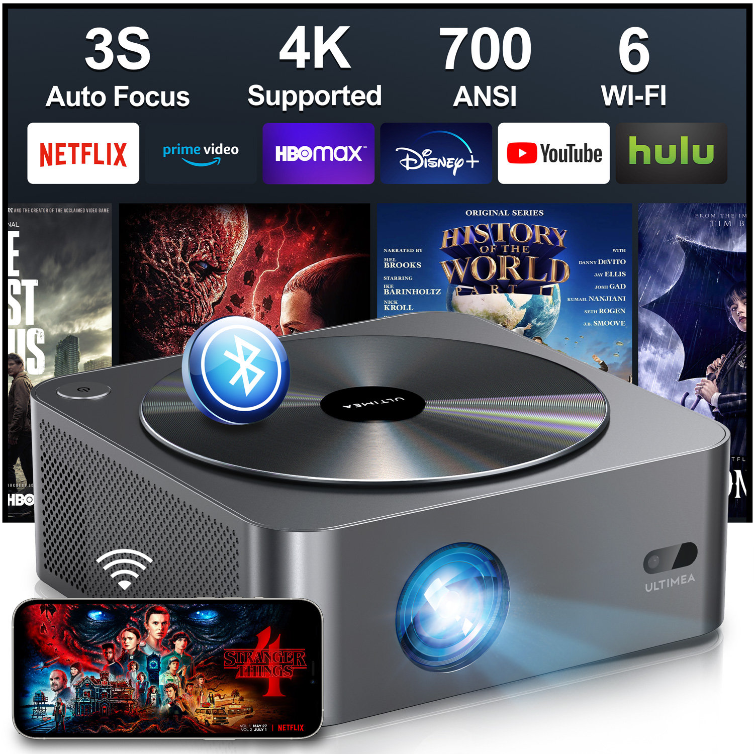 Portable 1080P Projector with WiFi Bluetooth, Smart Home Outdoor Projectors  with Netflix Youtobe,LED Small Video Proyector for Home Theater Games  Sports Laptop Phone Fire Stick – CAIWEISHOP
