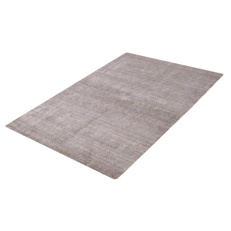 Tapis gris / blanc en viscose à rayures tissées à la main Bobby-James