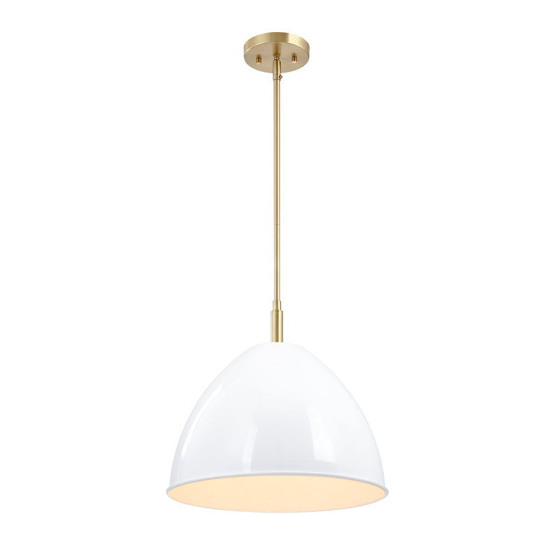 Asay 1 - Light Brushed Gold Dome Pendant, White