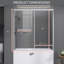 Porte de baignoire coulissante double demi-cadre avec verre transparent l 56 "x H 62" x H 56 "-100569580