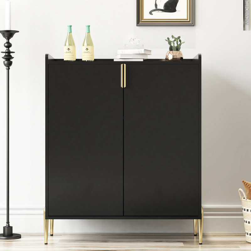 Armoire à vin Home avec capacité de 12 bouteilles, tablette réglable, pieds hauts pour le nettoyage, rangement moderne noir, pieds en métal, petites maisons convenables -