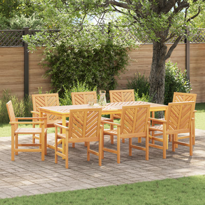 Garden Dining Set 8 Pcs Brown Standard Solid Acacia Wood