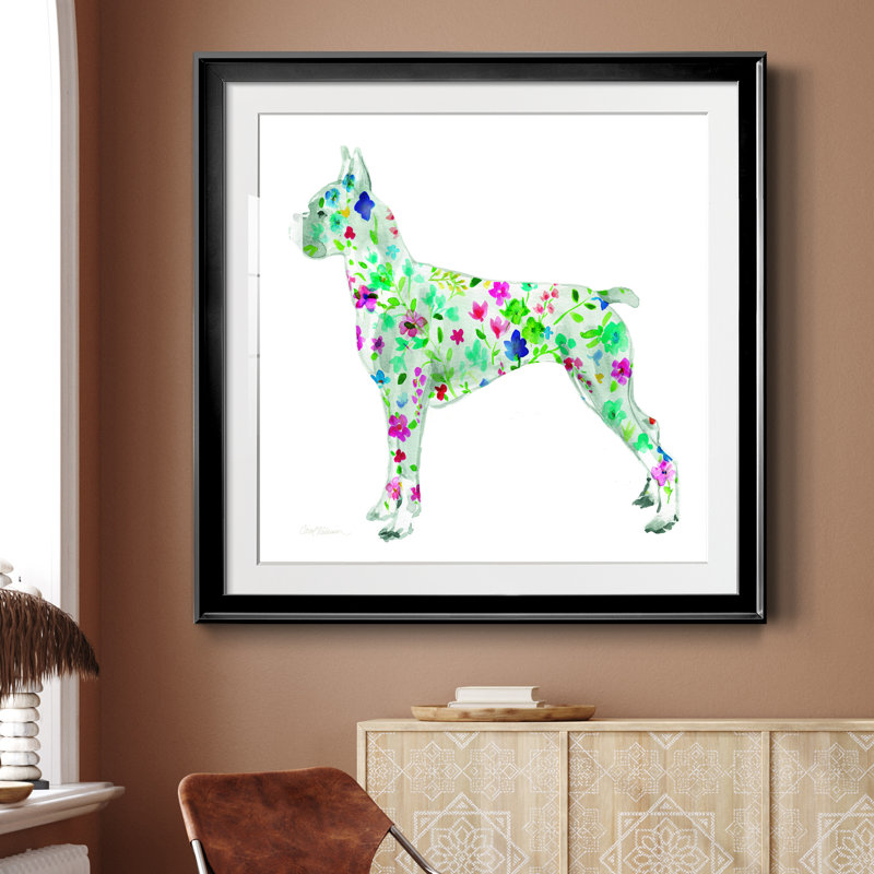 Tapisserie Boxer - peinture encadrée, H 26,5 po x l 26,5 po x P 1,5 po, Papier encadré noir