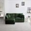 Canapé modulaire 2 places en L avec repose-pieds pour petits espaces | Vert sauge | Chenille-1650201530