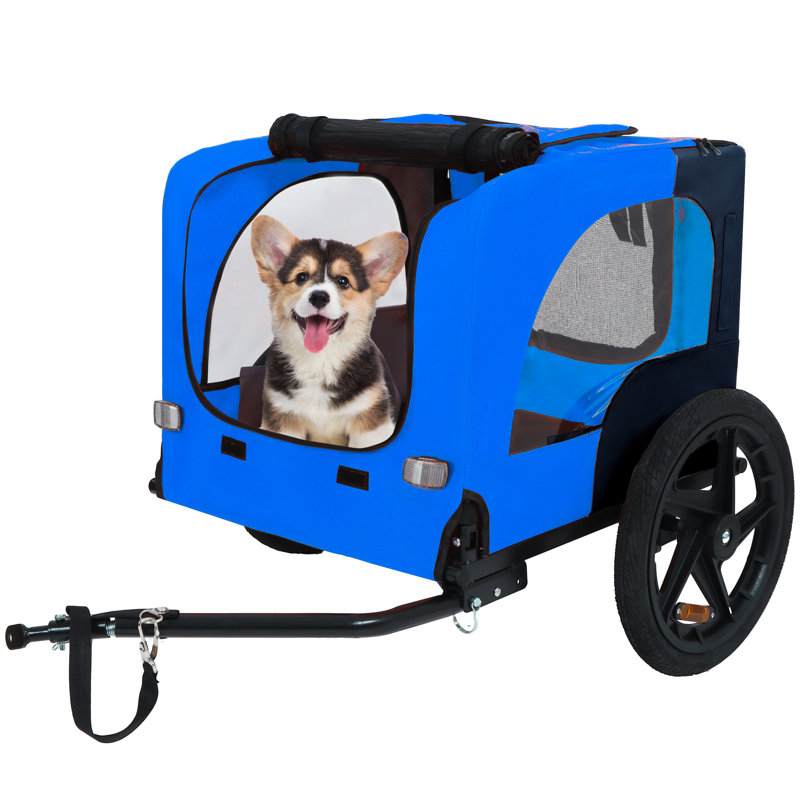 Remorque pliante pour vélo pour petits et moyens chiens, Bleu