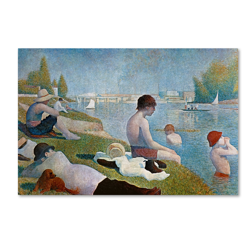 «Bathing at Asnieres» par Georges Seurat - reproduction imprimée, H 12 po x l 19 po