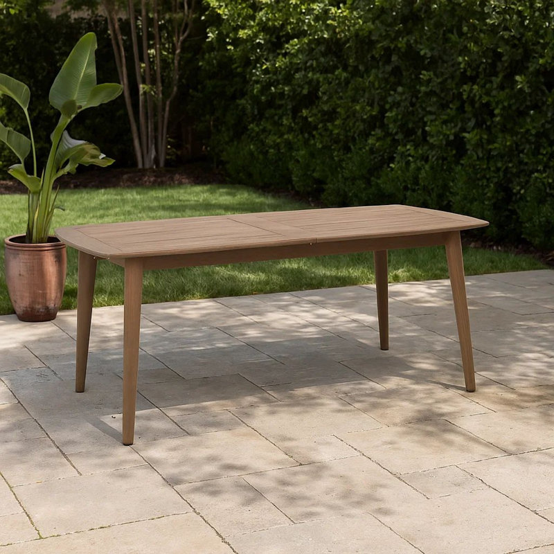 Table de salle à manger de patio avec plateau en bois extensible, 4 pieds en bois