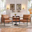 Chaise d'appoint moderne en similicuir avec accoudoirs en bois massif
